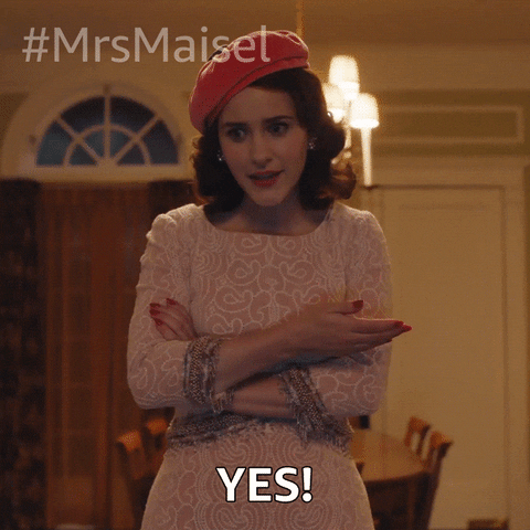 Rachel Brosnahan Yes GIF by The Marvelous Mrs. Maisel