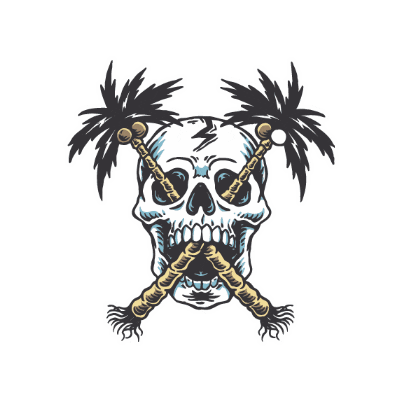 Beach Skull Sticker