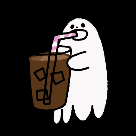 rinarinaree cute coffee ghost drinking GIF
