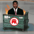 Herschel Walker GOP dumpster fire motion meme