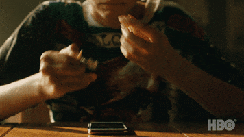 TV gif. Zendaya as Rue on Euphoria forces something that tastes terrible in her mouth and chews, her face drawn with disgust.