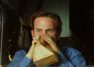 Image result for Kid blowing into a bag gif