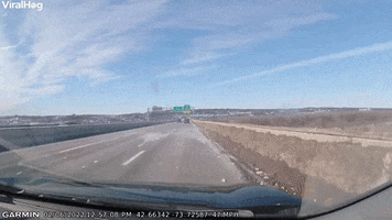 Massive Ice Sheet Flies Off Vehicle Landing On Our Car GIF by ViralHog