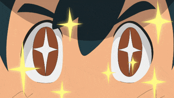 Pokemon gif. Closeup on the sparkly eyes of a fired-up Ash Ketchum.