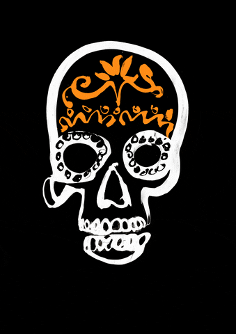 carolinetomlinsonillustrator halloween spooky skull painting GIF