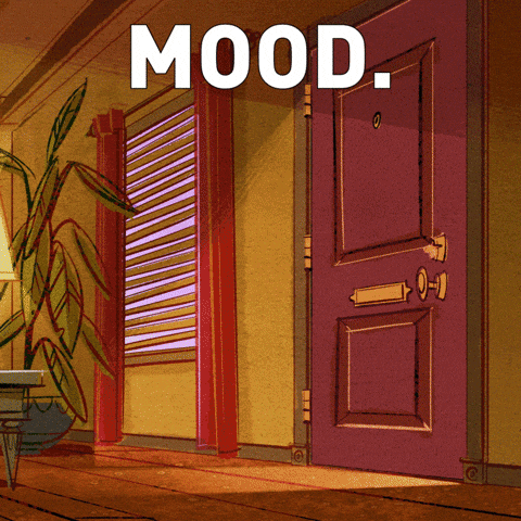 Disney gif. A haggard-looking Donald Duck pushes open a door and falls flat on his face in exhaustion. Text, "Mood."