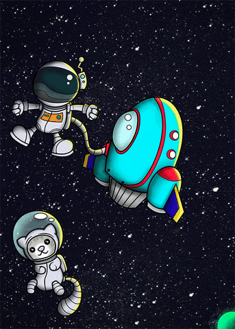 wixnegusiwa cat space stars astronauta GIF