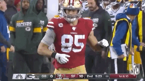 Image result for george kittle stiff arm gif"