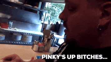 pinkys up good morning GIF by Brimstone (The Grindhouse Radio, Hound Comics)