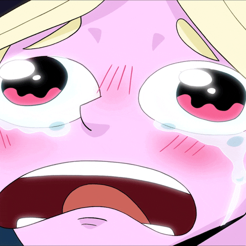 Anime gif. A young girl is sobbing and the camera is zoomed in on her so all we can see are her glistening eyes, sobbing mouth, and tears streaming down her face.