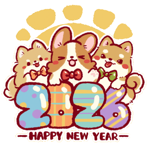 Happy New Year Friends Sticker by Lazy Corgi