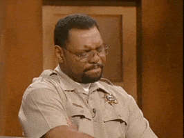 Reality TV gif. Bailiff Byrd on Judge Judy nods emphatically with his eyes closed and his arms crossed.