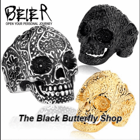 tblackbutterflys skull ring monterrey tienda gotica GIF