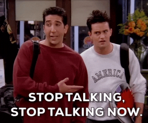Stop Talking Season 2 Gif By Friends Find Share On Giphy