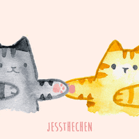Cats Watercolour GIF by jessthechen