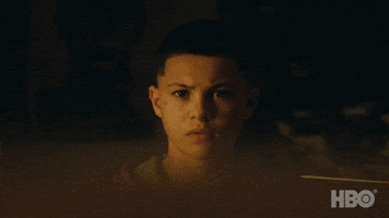 TV gif. Javon Walton as Ashtray on Euphoria. He stares at something unblinkingly and looks upset as he witnesses the scene.