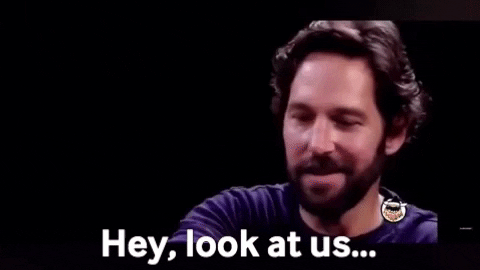 Look At Us Paul Rudd GIF by First We Feast: Hot Ones - Find & Share on GIPHY