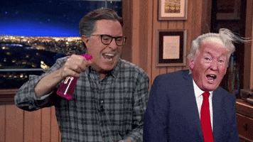 Donald Trump Spray GIF by The Late Show With Stephen Colbert