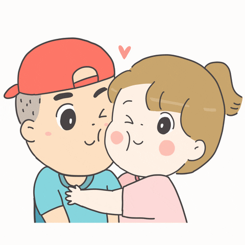Animovaný gif s tulícím se zamilovaným párem. 