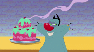 birthday cake eating GIF by Oggy and the Cockroaches