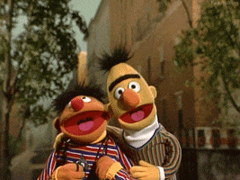 Happy Bert And Ernie GIF by MOODMAN