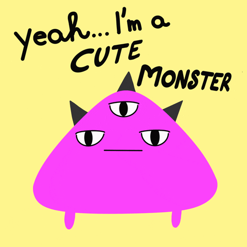 Furosshin cute pink monster funny face GIF
