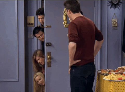 Image result for friends at the door gif