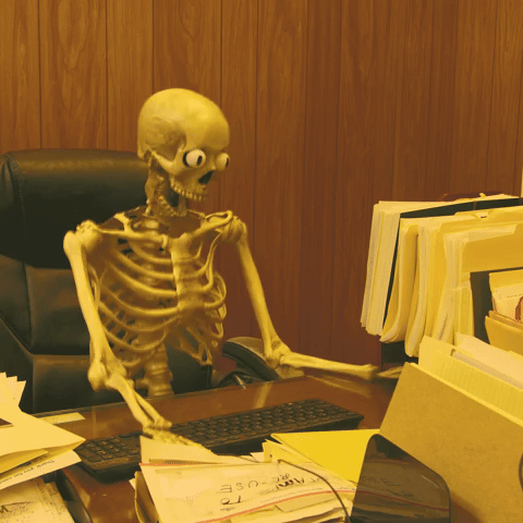 still waiting skeleton computer