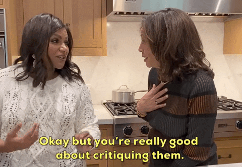 Mindy Kaling Critique GIF by Kamala Harris - Find & Share on GIPHY
