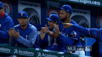 celebrates texas rangers GIF by MLB