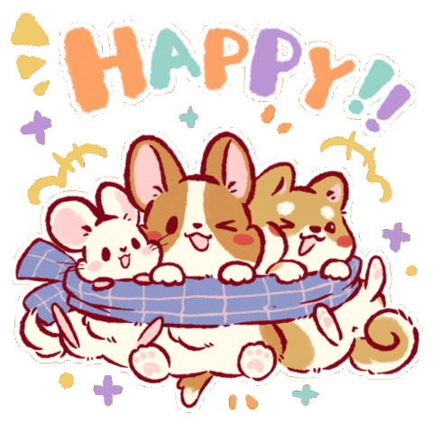 Happy Friends Sticker by Lazy Corgi