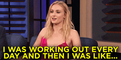 teamcoco fitness exercise working out sophie turner GIF
