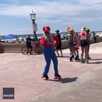 Roller-Skating Mario 'Owns' Guy in Dance-Off