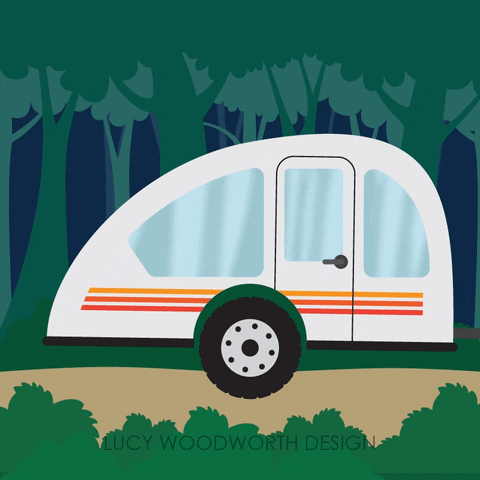 Summer Camping GIF by Lucy Woodworth Design
