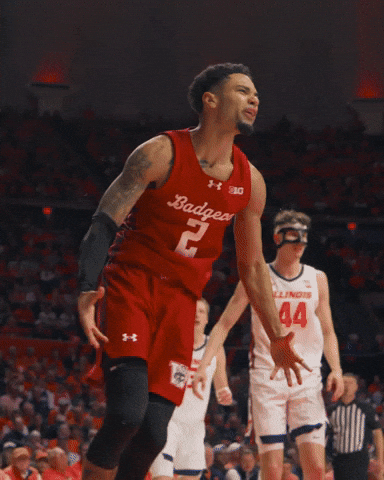 Flexing College Basketball GIF by Wisconsin Badgers