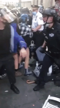 Police and 'Defund NYPD' Protesters Clash at City Hall Park