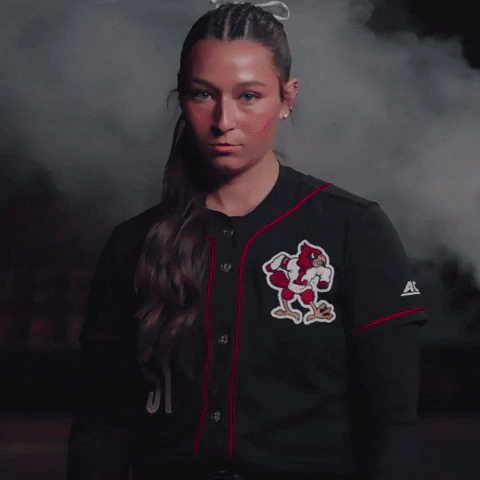 Softball Brush Shoulders GIF by Louisville Cardinals