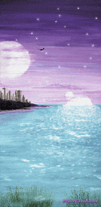 Pipercreations Moonrise Neptune Birds Moon Water Sparkles Sky Serene Art Gif Find Share On Giphy