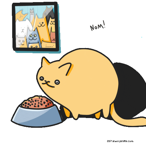 Funny Cat Nom Sticker by alwinjolliffe.com