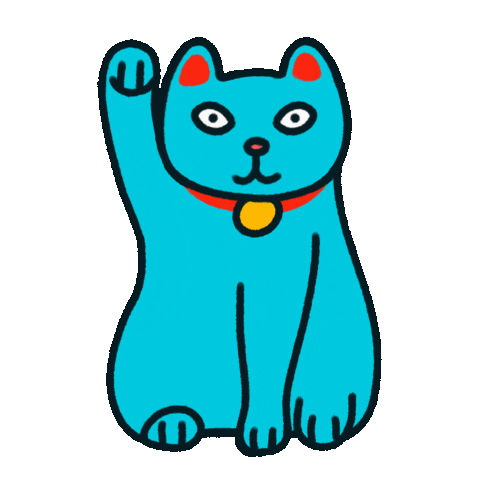 Blue Cat Hello Sticker