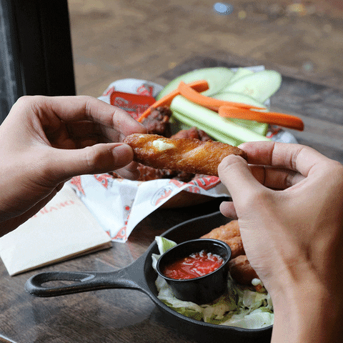 stlouiswings delicious cheese pull mozzarella stick st louis wings GIF