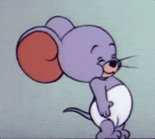 Cartoon gif. Nibbles the mouse from Tom and Jerry, wearing a diaper, nods happily and vigorously as if to say, "Oh yeah!"
