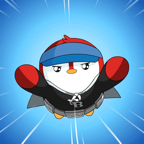 Flying Lets Go GIF by Pudgy Penguins