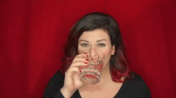 christinegritmon laugh red water drinking GIF