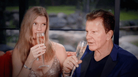 Sharon and Gene drink to Instant Hotel