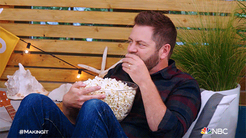 Nick Offerman Popcorn GIF by NBC by nbc