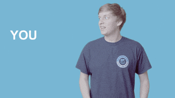 Celebrity gif. George Ezra looks excitedly and points to some text that appears on screen, "You got this."