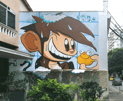 chimpo animation water monkey duck GIF