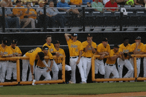SouthernMissAthletics baseball dugout bow and arrow golden eagles GIF
