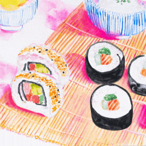 Hungry Sushi Roll GIF by Color Snack Creative Studio